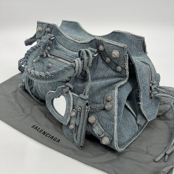 AUTHENTIC BALENCIAGA Neo Cagole City Handbag Denim Rhinestone Bag 2023 - Picture 8 of 12